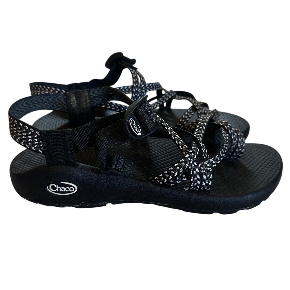 Chaco Black White Patterned Z/Cloud 2 Sandals Women's 9